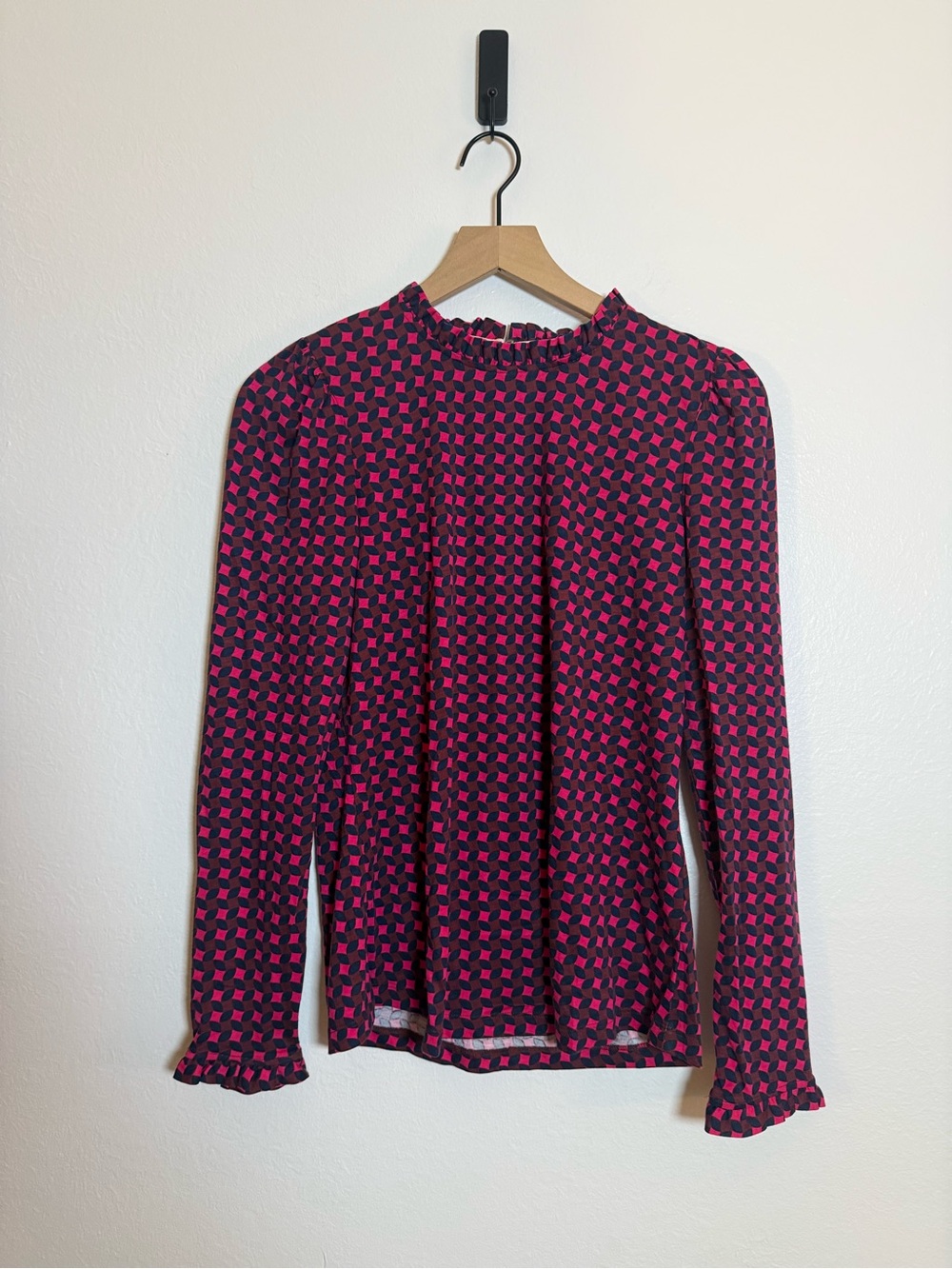 BODEN Supersoft Frill Detail‎ Top Geometric Print